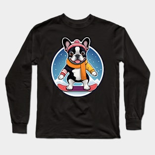 Snowboarding French Bulldog Switch Riding Long Sleeve T-Shirt